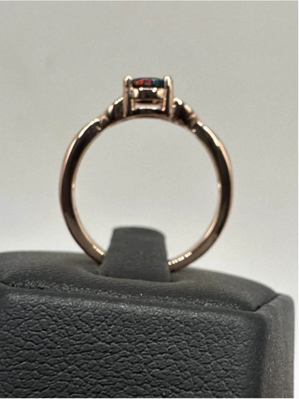 925 Sterling Silver Rose Gold Ring SIZE 7 Stone Multicolor Black Lab Opal NWT